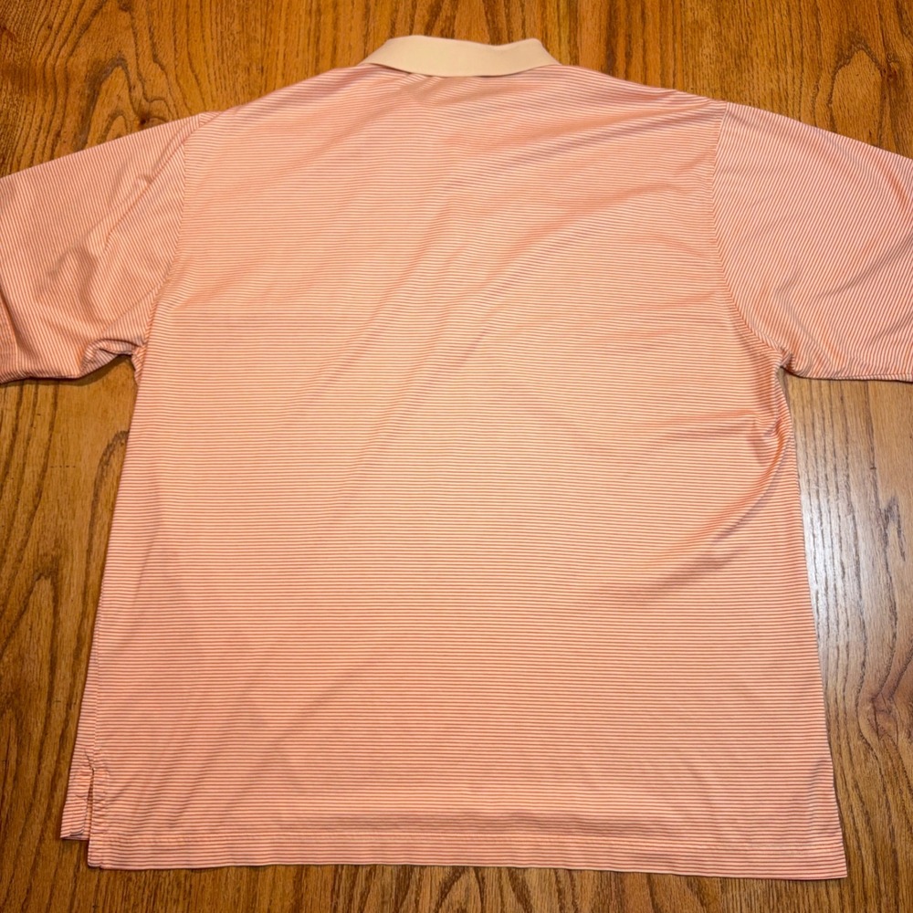 Fairway & Greene Old Waverly Polo Mens L Orange Striped Mercerized Cotton Golf - Picture 7 of 7